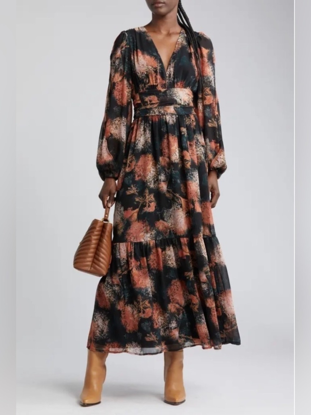 Chelsea28 Split Long Sleeve Tiered Dress, Plus Size 2X
